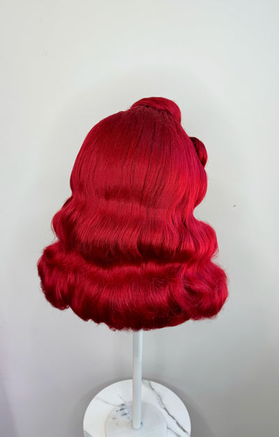 Red Old Hollywood Waves Synthetic Wig (Made to Order)