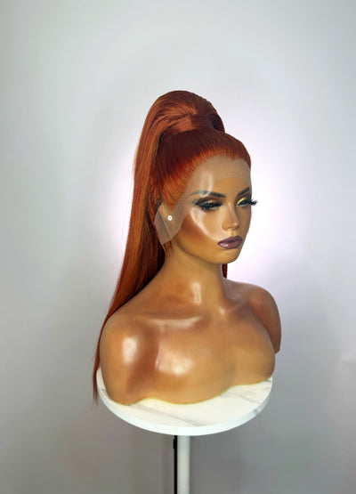 Bright Ginger Stacked Ponytail Synthetic Wig (Made to Order)