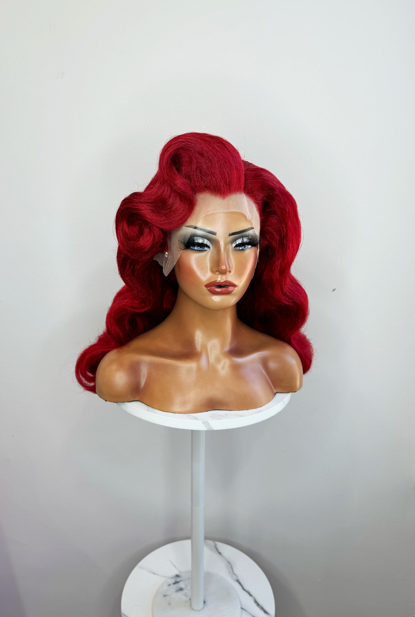 Red Old Hollywood Waves Synthetic Wig (Made to Order)