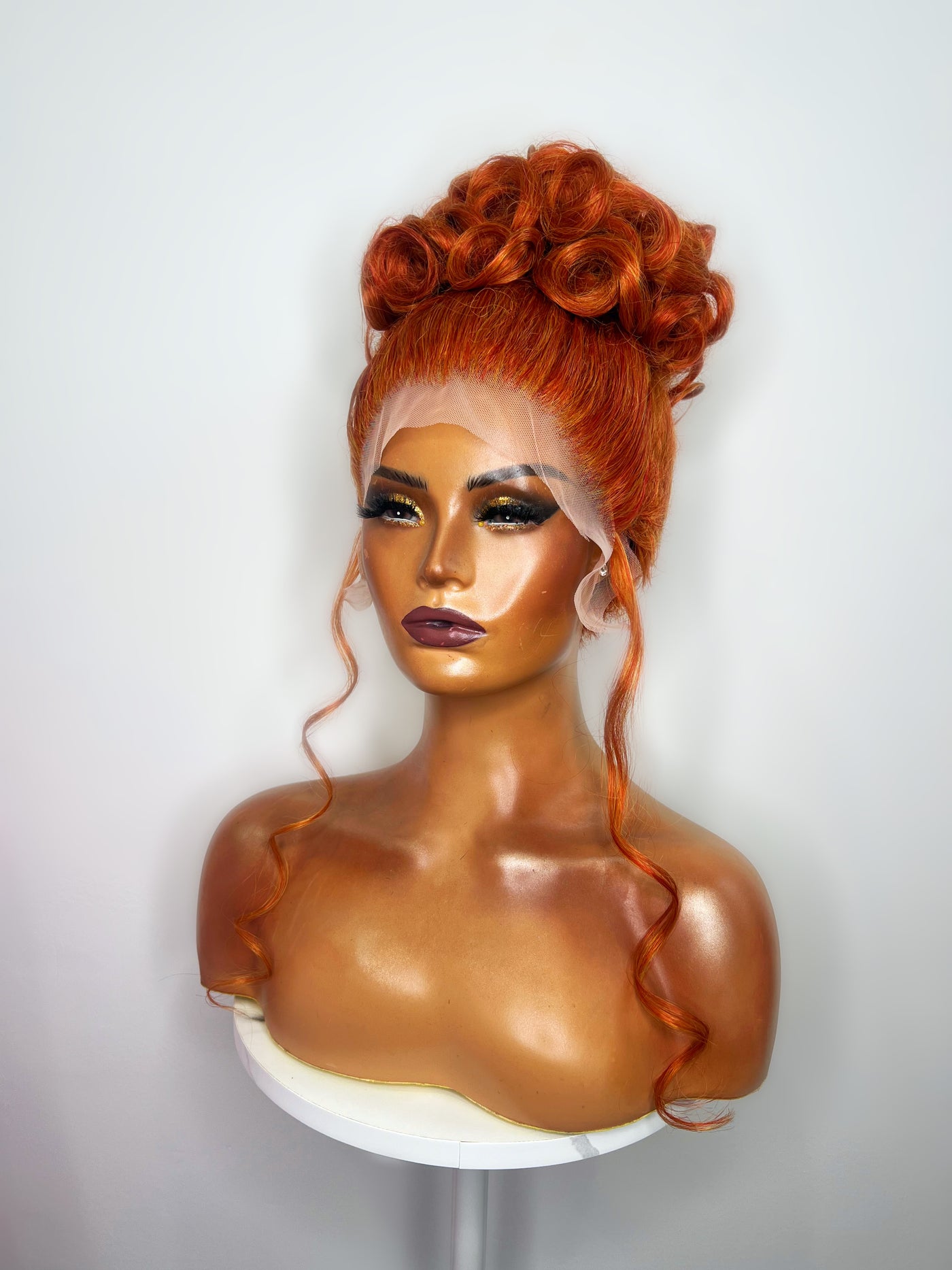 Bright Ginger Pageant Up Do Synthetic Wig (Made to Order)