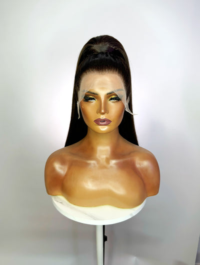 Brunette Stacked Ponytail Synthetic Wig (Made to Order)