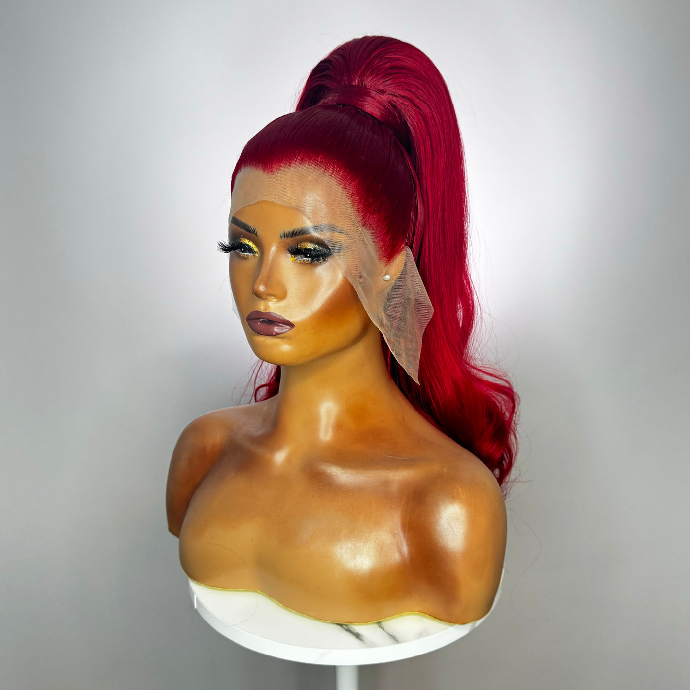 Red Stacked XL Ponytail Synthetic Wig (Made to Order)