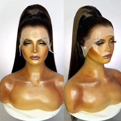 Brunette Stacked Ponytail Synthetic Wig (Made to Order)