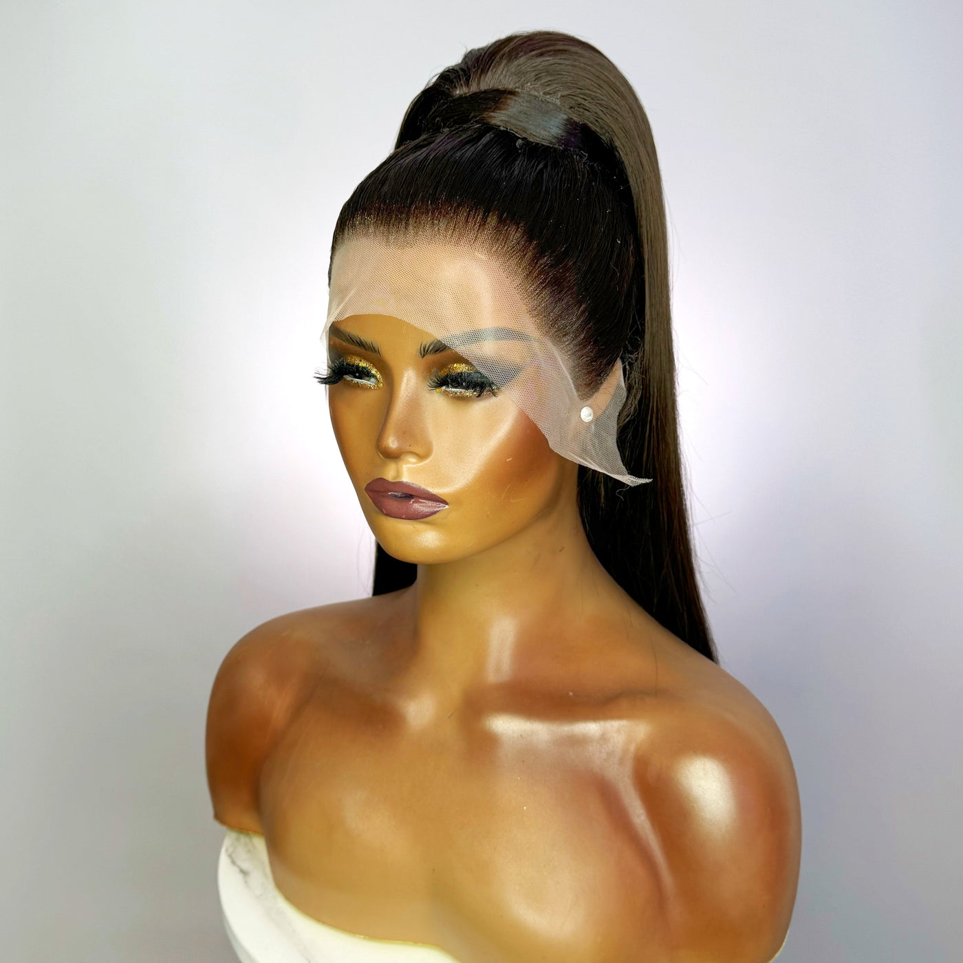 Brunette Stacked Ponytail Synthetic Wig (Made to Order)