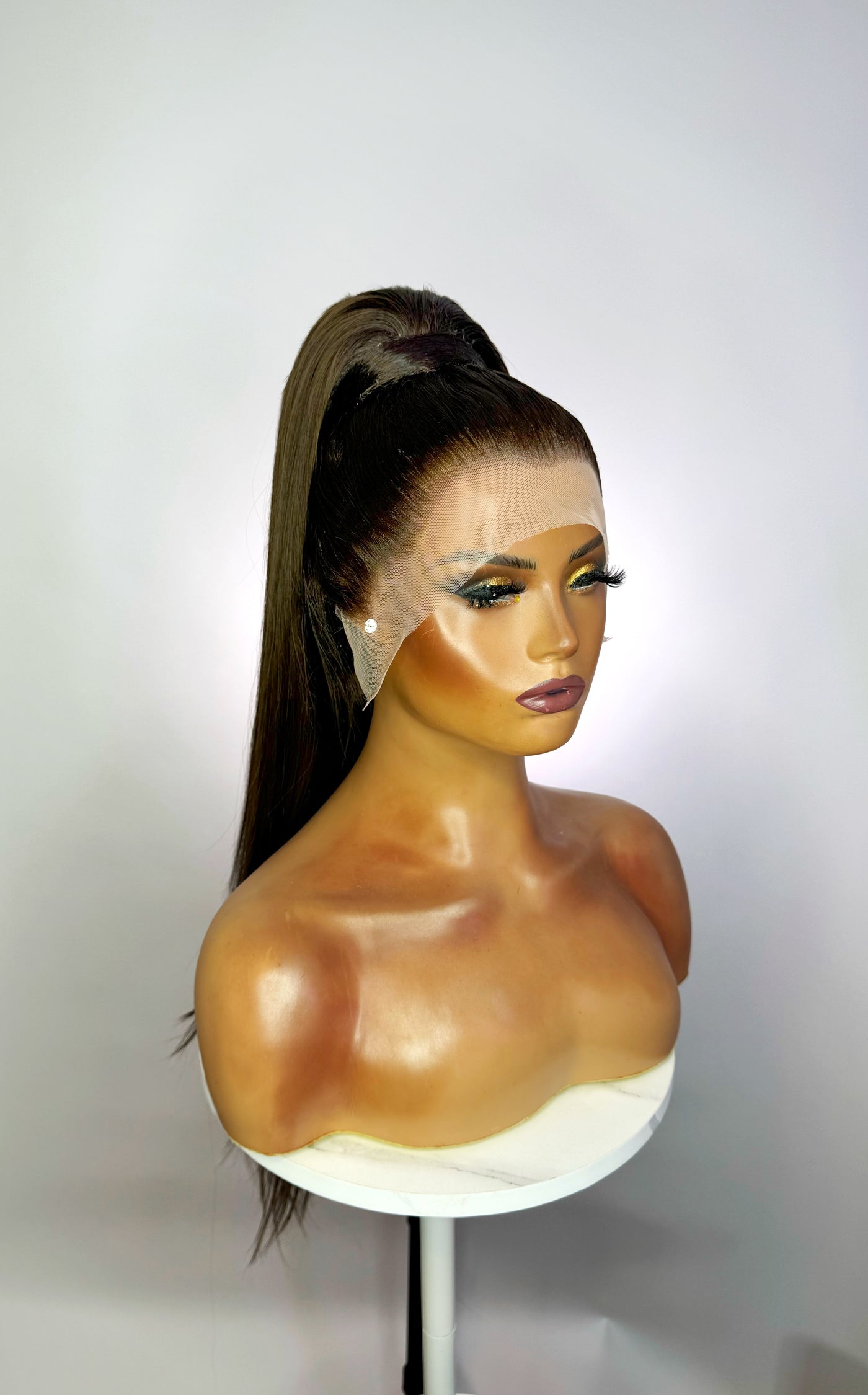 Brunette Stacked Ponytail Synthetic Wig (Made to Order)