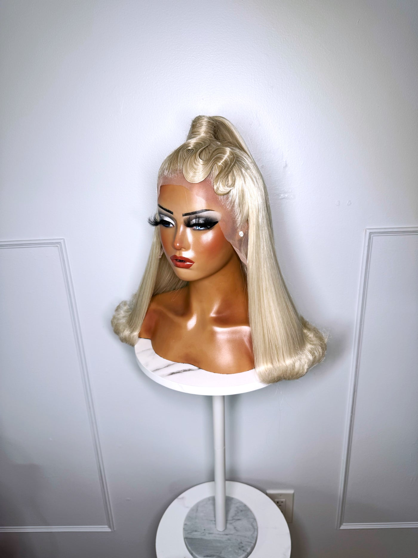 Ash Blonde Half Up Ponytail Synthetic Wig (Made to Order)