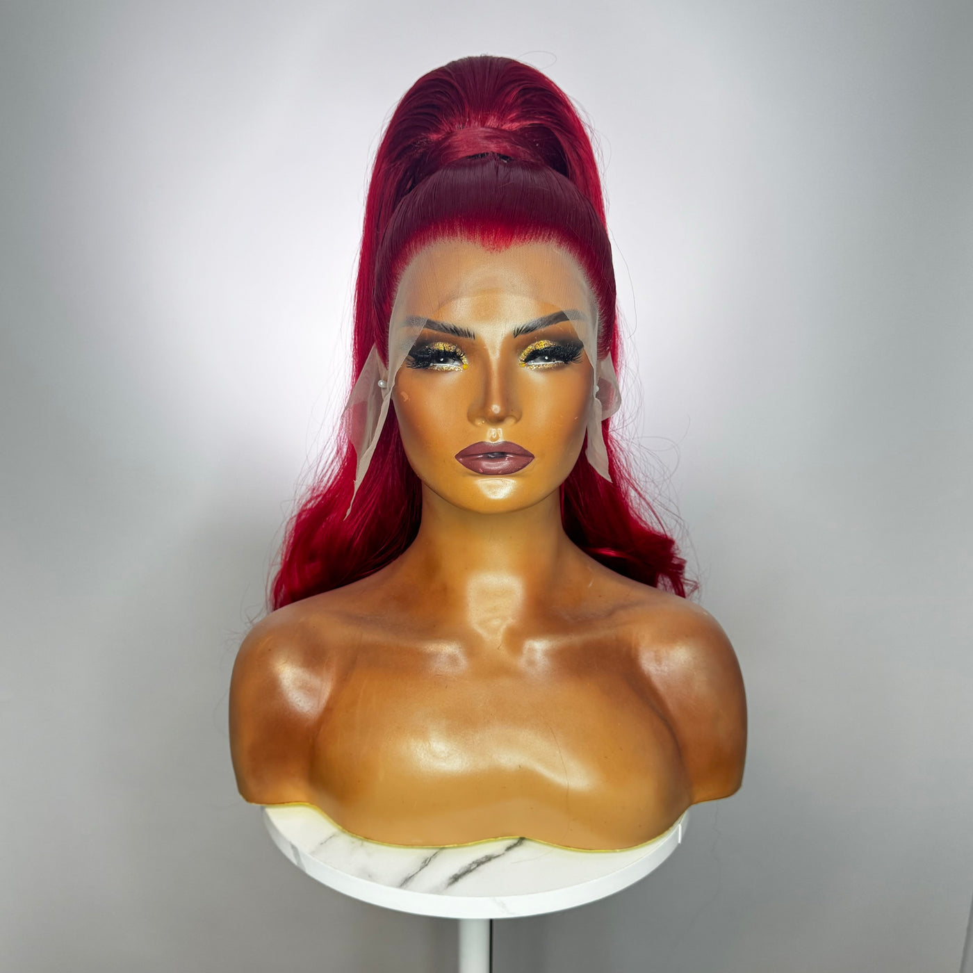 Red Stacked XL Ponytail Synthetic Wig (Made to Order)