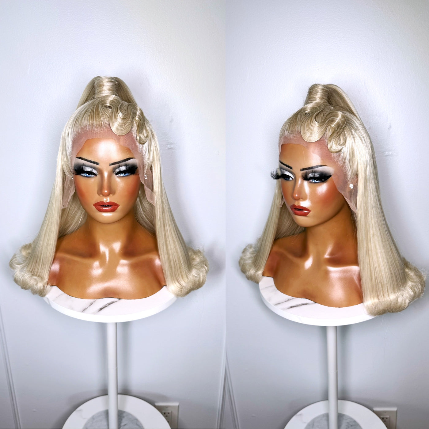 Ash Blonde Half Up Ponytail Synthetic Wig (Made to Order)