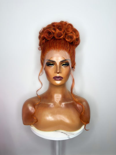 Bright Ginger Pageant Up Do Synthetic Wig (Made to Order)