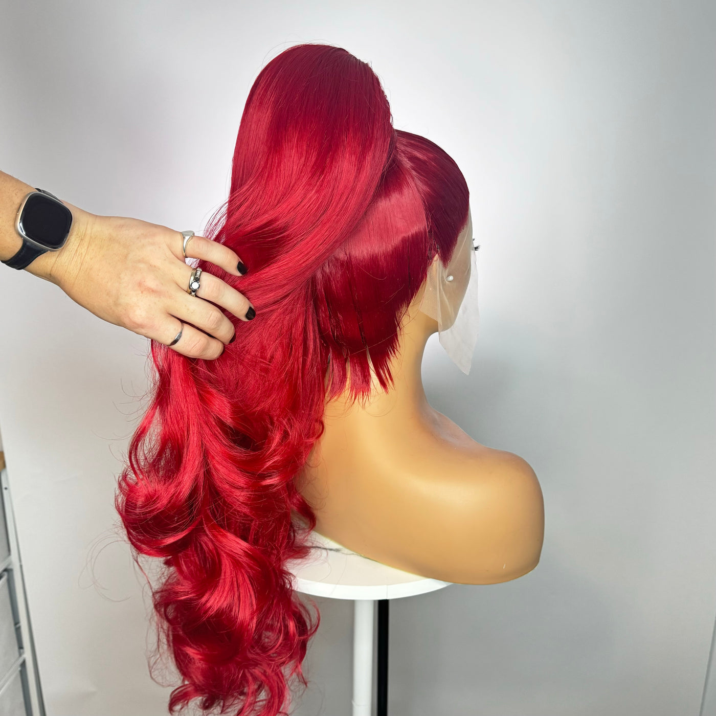 Red Stacked XL Ponytail Synthetic Wig (Made to Order)