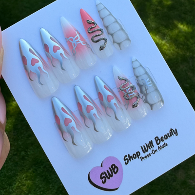 Chrome Snake Aura Stiletto Press On Nails