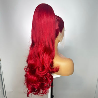 Red Stacked XL Ponytail Synthetic Wig (Made to Order)