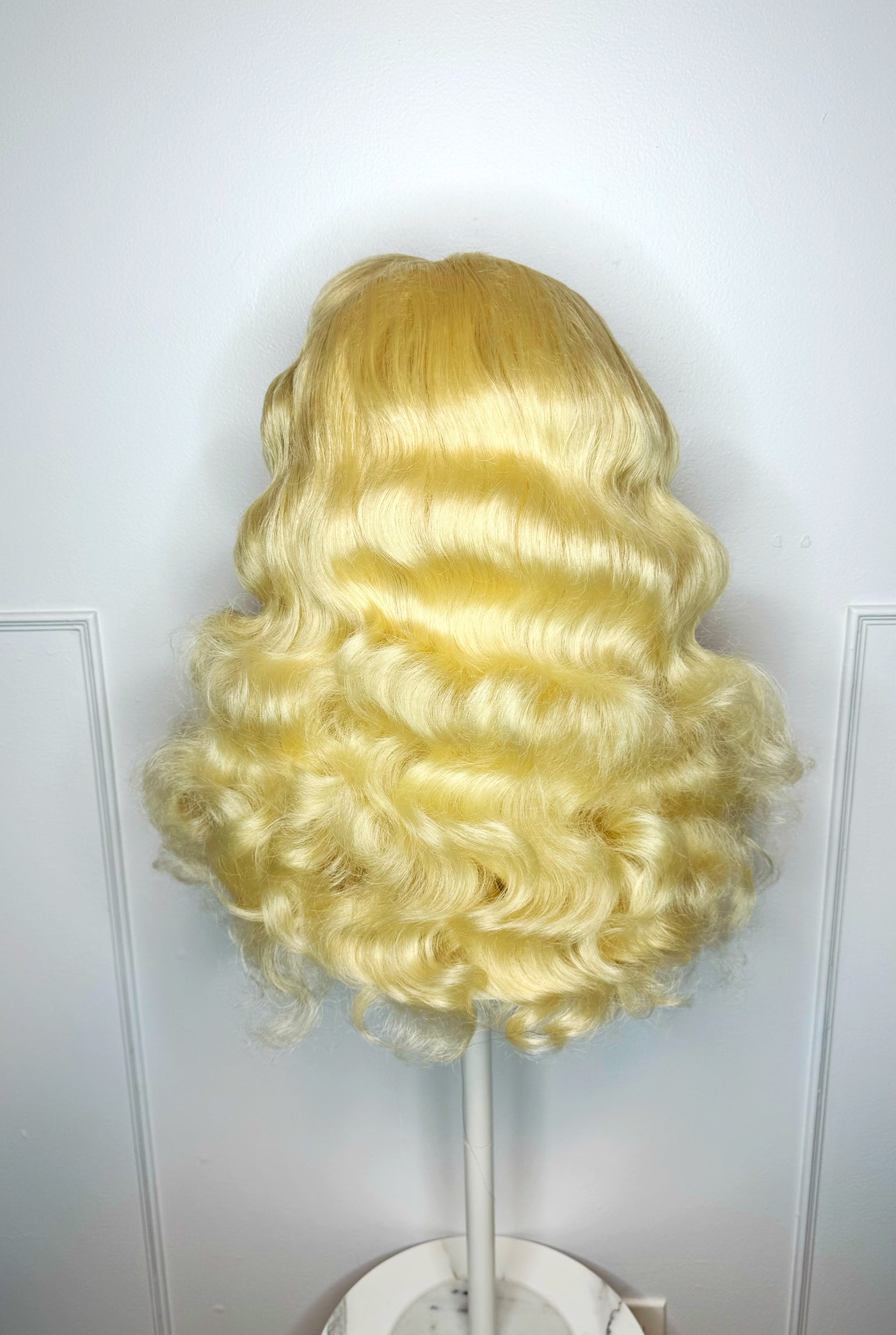 Platinum Blonde Old Hollywood Waves Styled Synthetic Wig (Made to Order)