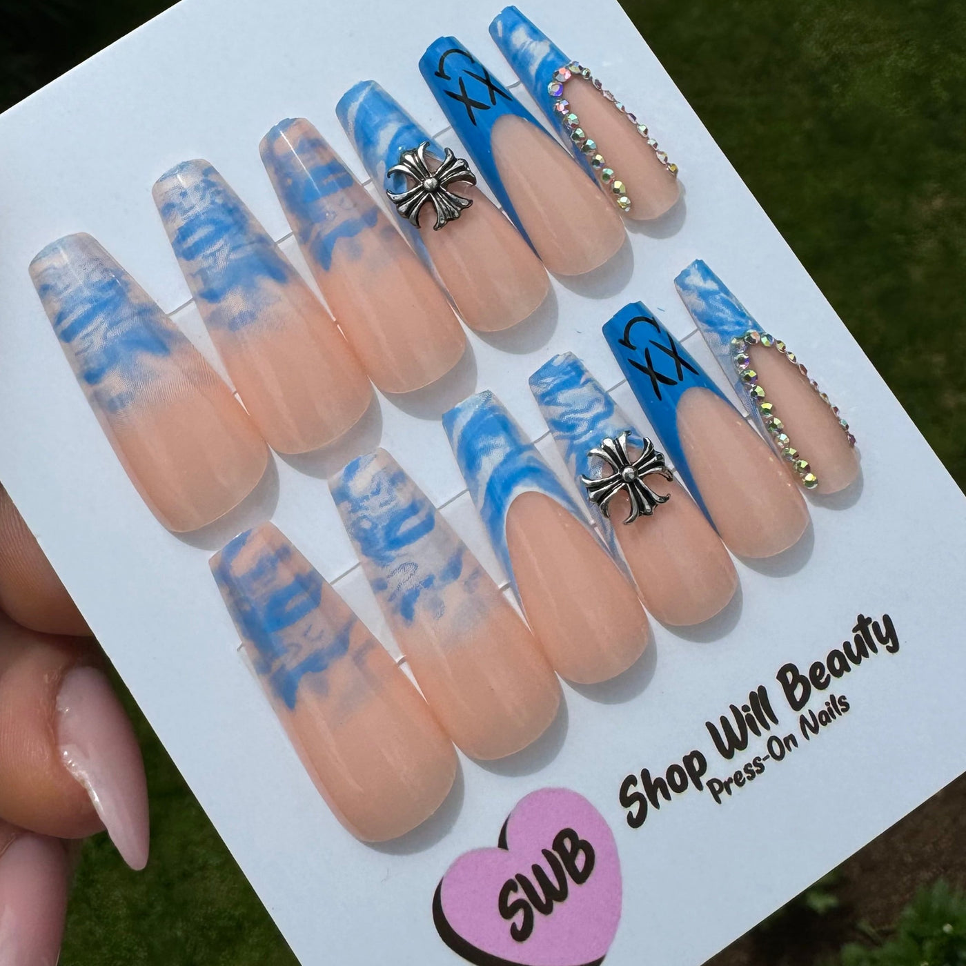 Blue Marble Coffin Press On Nails