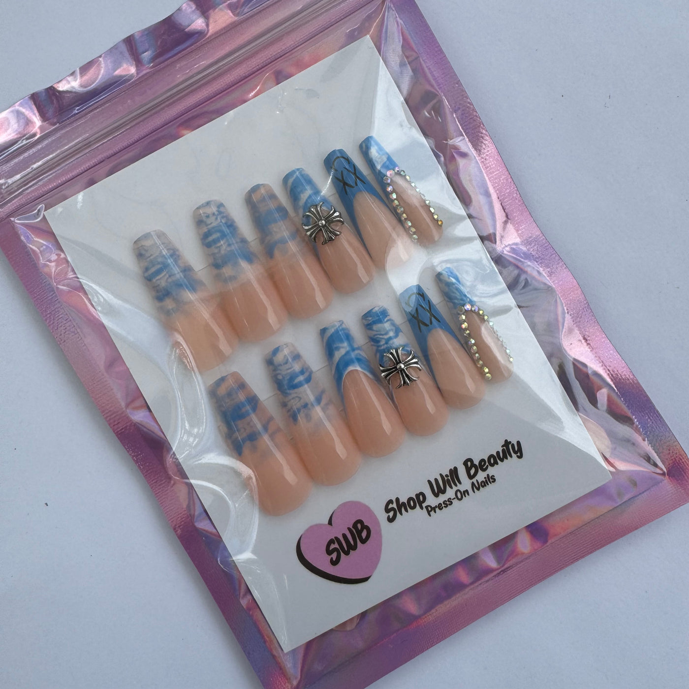 Blue Marble Coffin Press On Nails