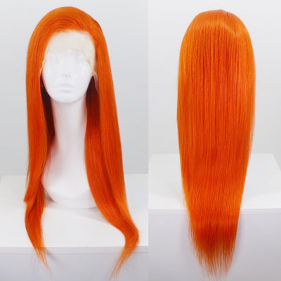 Orange Human Hair Lace Front Wig