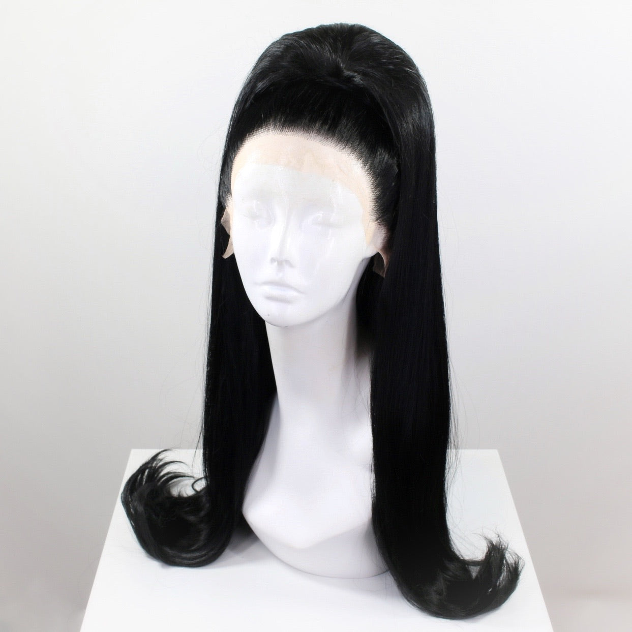 Black Vintage Flip Stacked Top Knot Synthetic Wig (Made to Order)