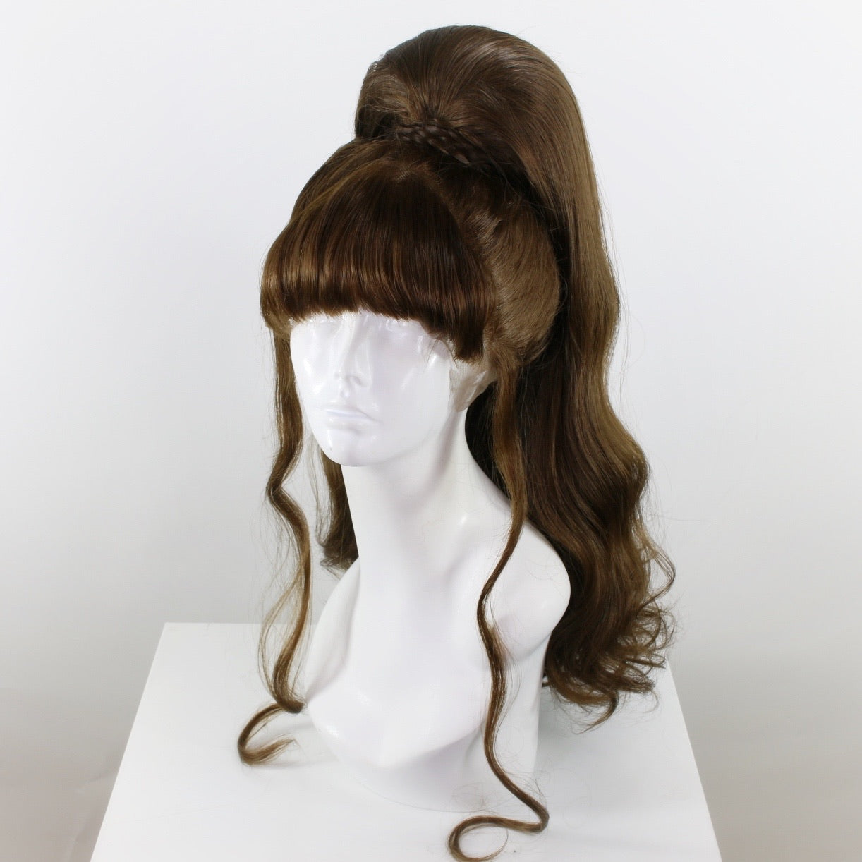 Brunette Stacked Ponytail Bangs Synthetic Wig (Made to Order)