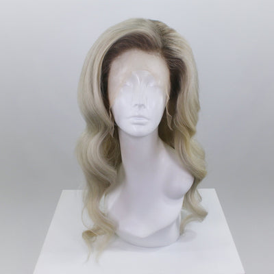 Ash Blonde Shadow Roots Human Hair Lace Front Wig