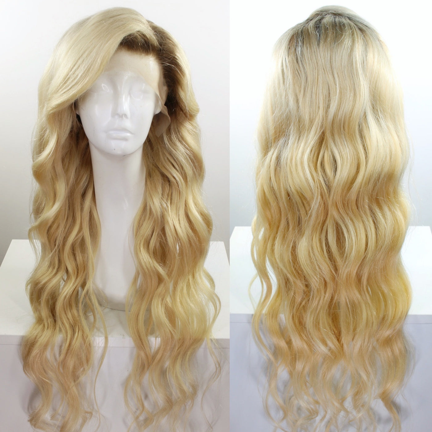 Platinum Blonde Shadow Roots Human Hair HD Lace Front Wig (Made to Order)