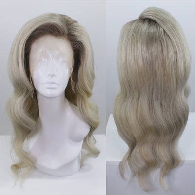 Ash Blonde Shadow Roots Human Hair Lace Front Wig