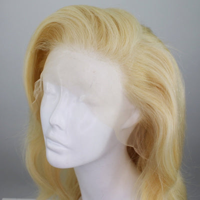 Ash Blonde Shadow Roots Human Hair Lace Front Wig