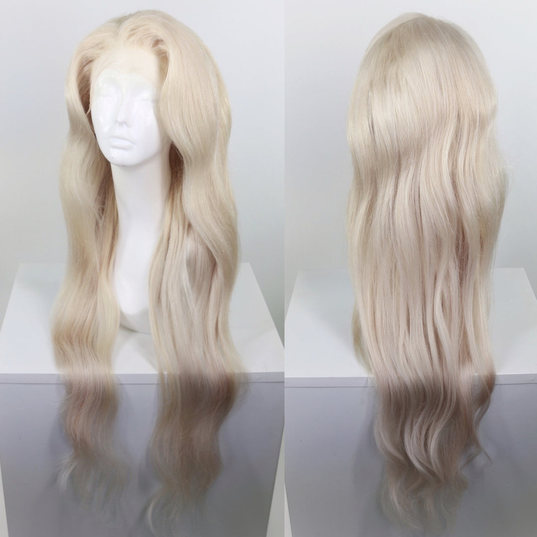Ash White Platinum Blonde Human Hair HD Lace Front Wig (Made  display picture 2