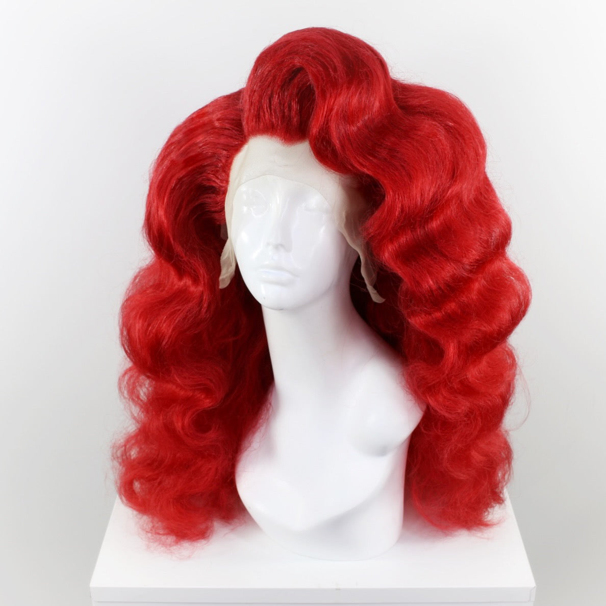 Cherry Red Finger Waves Synthetic Wig (Made to Order)