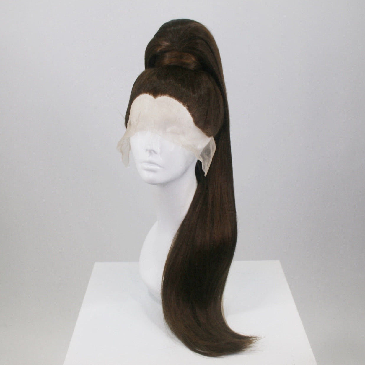 Brunette Sleek Stacked Ponytail Synthetic Wig (Made to Order)