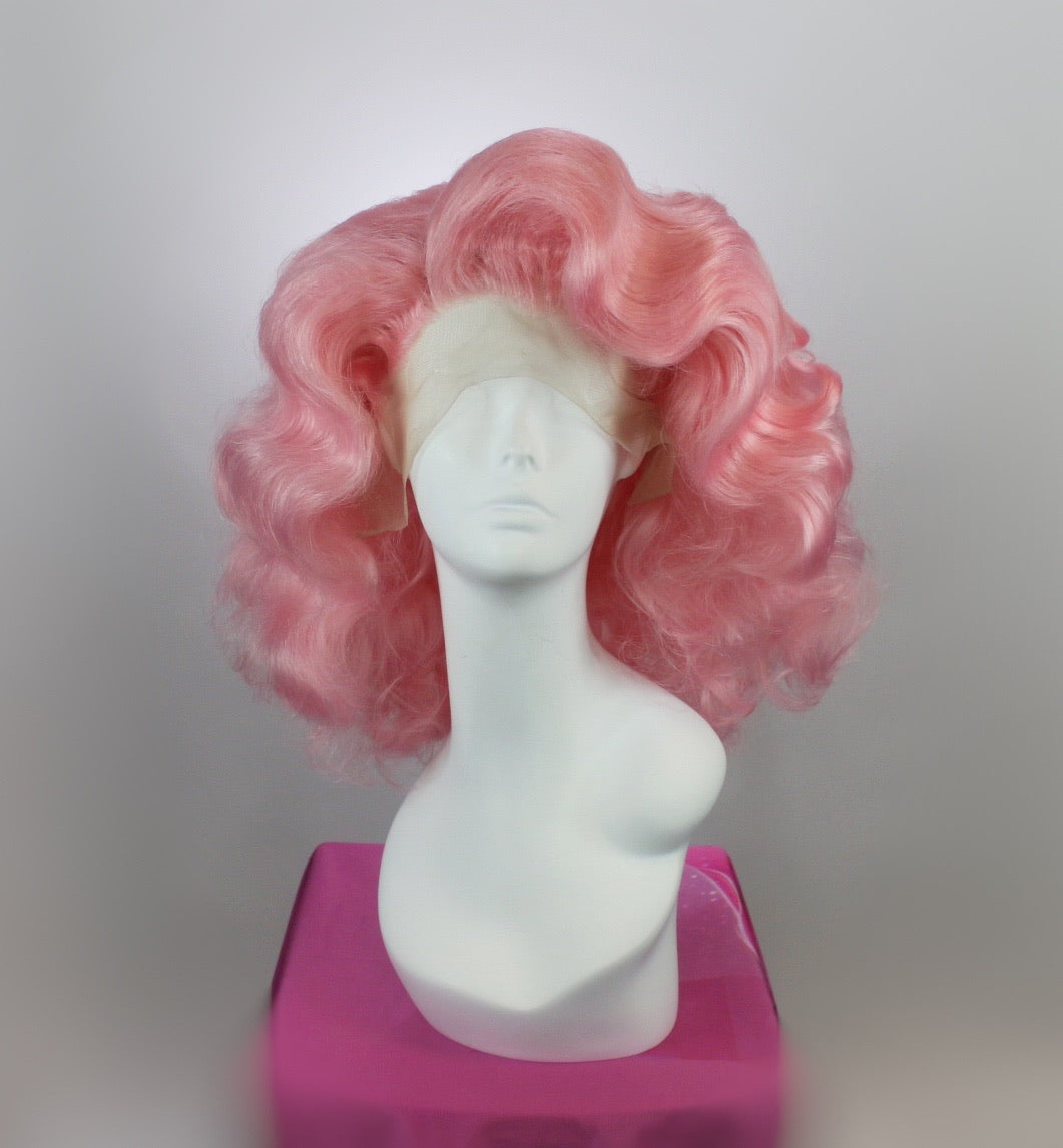 Pastel Pink Short Old Hollywood Synthetic Wig (Made to Order)