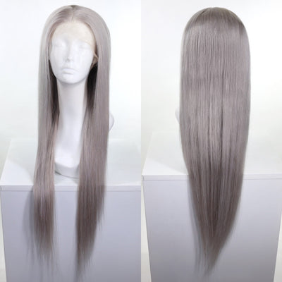 Silver Human Hair Lace Front Wig